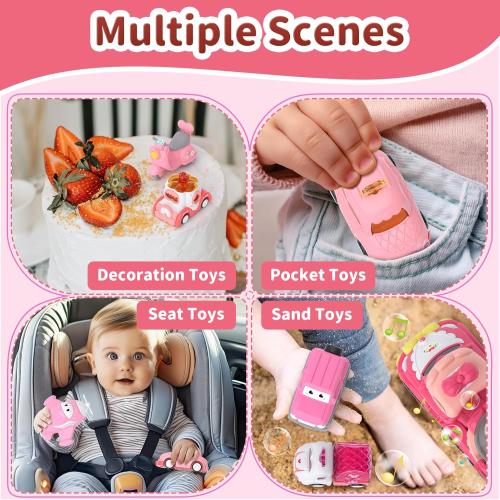 Toddler Girl Truck Toys for 2 3 Year Old Girl Birthday Gifts, 7-in-1 Pink Princess Car Transport Carrier Trucks for Toddlers 2-4, Friction Power Toy Cars with Lights & Music, My daughter First Gift