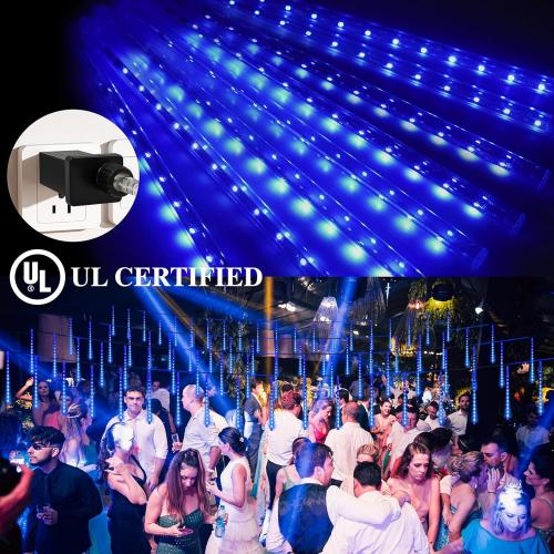 Meteors Shower Lights, 192 LED Falling Rain Lights 8 Tubes 11.8 Inch Waterproof Christmas Plug in Snowfall LED Outdoor for Tree Party Garden Yard Holiday Christmas Decoration, Blue