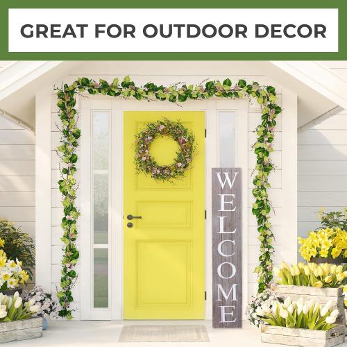 ALBEN Premium Extra Large Welcome Sign for Front Door Porch – 5 Feet Tall (58 x 11) Standing Vertical Wooden Sign, Indoor Home Decor Wall Decorations (Gray)