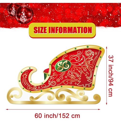 Cardboard Santa Sleigh Stand up Christmas Cardboard Cutout Standup Santa's Sleigh Life Size Cardboard Cutout Standup for Christmas Party Decor
