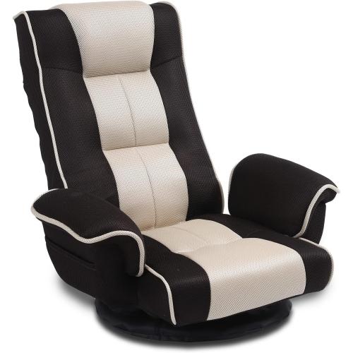 Swivel Floor Chairs for Adults,Floor Gaming Chair with Extra Wide Arms,Back Support 14 Angles Adjustable Comfortable Double Mesh Fabric Lazy Sofa for Video Game Chairs 201(Coffee)