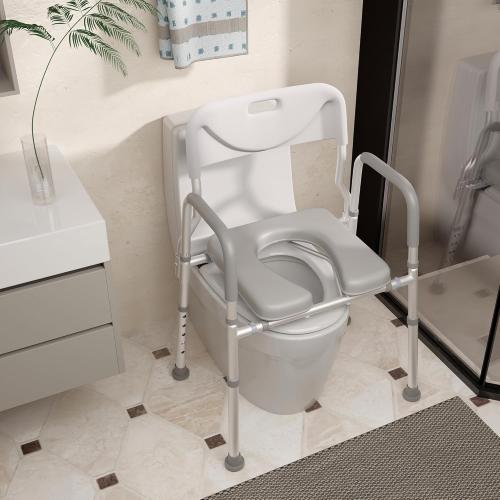 Xilingol Raised Toilet Seat with Handles and Back,350lb Bedside Commode Chair with Arms, 4-in-1 Adjustable and Portable Bathroom Chair for Adults, Seniors, Elderly, Handicapped, Disabled