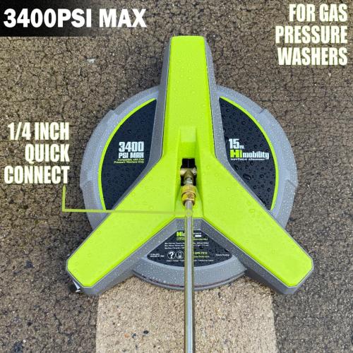Hiclean 15 Pressure Washer Surface Cleaner with Wheels 3400 PSI Max, Surface Cleaner for Power Washer Attachment for Concrete, Patio, Sidewalk, and Driveways