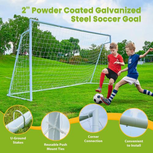 Soccer Goal 12×6, 8×6 and 6×4 FT Soccer Goals for Backyard, 2Diameter Steel Soccer Goal for Kids and Adults Large soccer goal Powder Coated Galvanized Steel Post With Soccer Target Net for Training