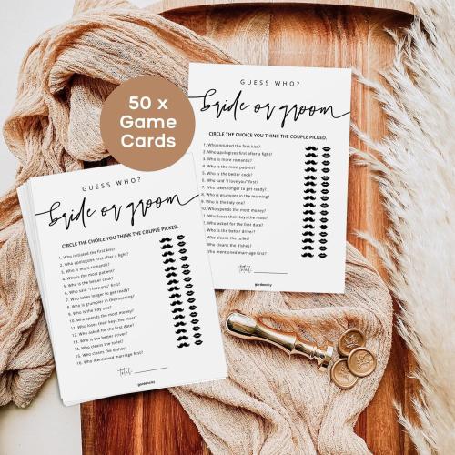 GardenCity Guess Who Bride or Groom?, Bridal Shower Games for 50 Guests, Minimalist