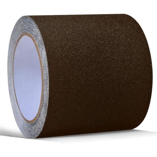 ONTWIE 16.4ft X 4 Inch Non Slip Safety Grip Tape for Stairs Steps Non Skid Tread High Traction Friction/Strong Grip Abrasive Adhesive Hazard Caution Tape(4 Width, Brown)…