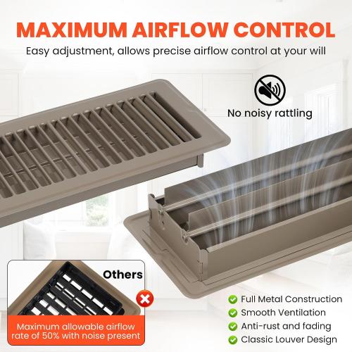 4x10 Floor Registers, 10 Pack Taupe Steel Floor Vent Covers