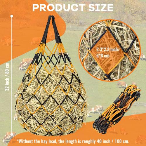 3 Pcs Hay Bags for Horses, Hay Nets for Horses Goat Sheep,Goat Hay Feeder for Slower Feeding,Strong Load-Bearing Hay Bag Hanging for Horse Stable Trailer (Black and Yellow)