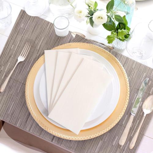 200 Linen-Feel Guest Towels Cloth-Like Hand Towels Disposable Bathroom Napkins Thicken Guest Towel Soft, Absorbent 12 x 17 for Bathroom, Kitchen, Wedding Reception or Dinner Party
