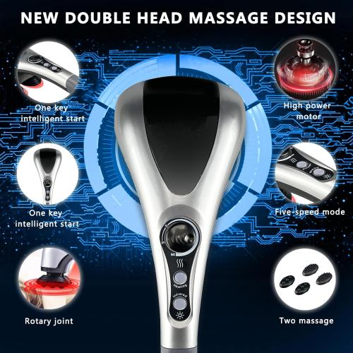 Electric Dual Head Heavy Hammer Massager, Handheld Neck and Back Massage, Heatable, for Deep Tissue Pain Relief, Restore Muscles in The Back, Shoulders, Legs, and Whole Body.