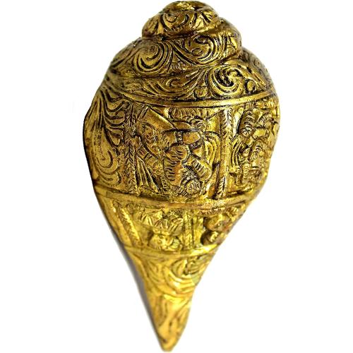 eSplanade Brass Ganesha Carving Shankh Conch Shell | Home Decor | Holy Shankha Sel