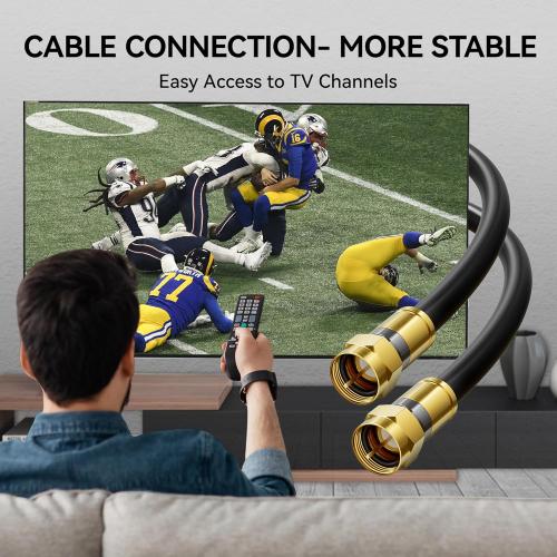RG6 Coaxial Cable, 3FT 6FT 10FT 15FT 25FT 50FT 100FT Coax Cable Cord with Gold F-Type Connector, High Speed Internet, Digital TV Aerial for HDTV, Satellite, Antenna, Modem with Extender- 3ft