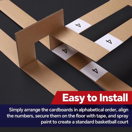 Reusable Basketball Court Marking Kit Foldable Design Basketball Court Stencil Kit for Concrete, Asphalt, Tiles, Driveway or Backyard - No Paint Included