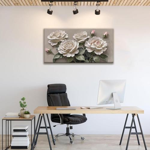 Canvas Art Wall Decor Modern Minimalist Home Wall Decor Flower Paintings White Wall Art Prints Pink White Floral Wall Art Pictures For Bedroom Kitchen Office Artwork 20×40