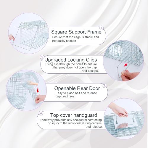 Live Feral Cat Trap Cage with Cover, Heavy Duty Folding Animal Traps Cage for Stray Cats, Humane Cat Trap for Raccoon, Squirrel, Skunk, Catch and Release - (32 x 10 x 12 inches)