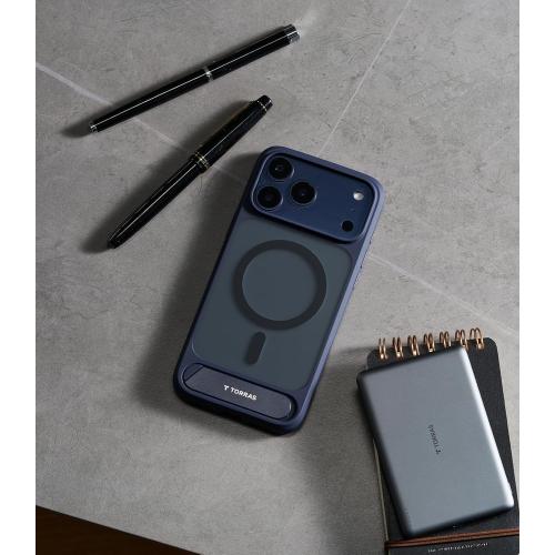 TORRAS Strong Magnetic & Seamless Stand for iPhone 17 Pro Max Case, Fit for MagSafe, Military Grade Drop Protection, Invisible Adjustable Kickstand, Camera Control Button, Translucent Matte Deep Blue