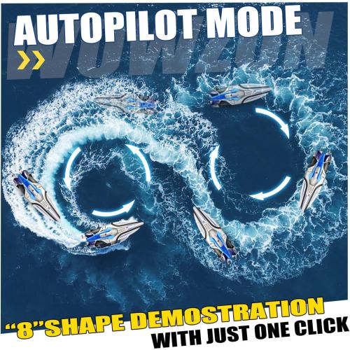 4DRC RC Boat for Kids & Adults, Fast 2.4 GHz Racing Boat with 2 Batteries, Low Battery Alarm, Capsize Recovery for 8-12 Year Old Boys & Girls