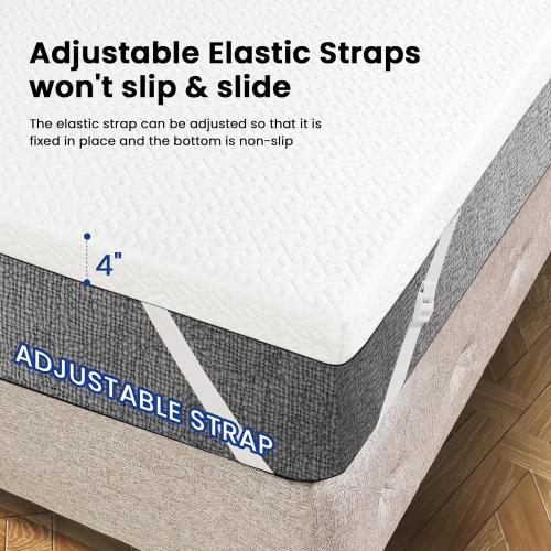 Czpalo 3 Inch Twin XL Cooling Gel Memory Foam Mattress Topper | CertiPUR-US certified. Removable & machine washable cover with adjustable straps. Non-slip mesh bottom.