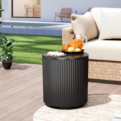 Outdoor Cooler Side Table, Patio Table and Ice Chest Storage, Portable Ice Bucket Cooler,Outdoor Ice Chest Side for Parties Picnics Beach