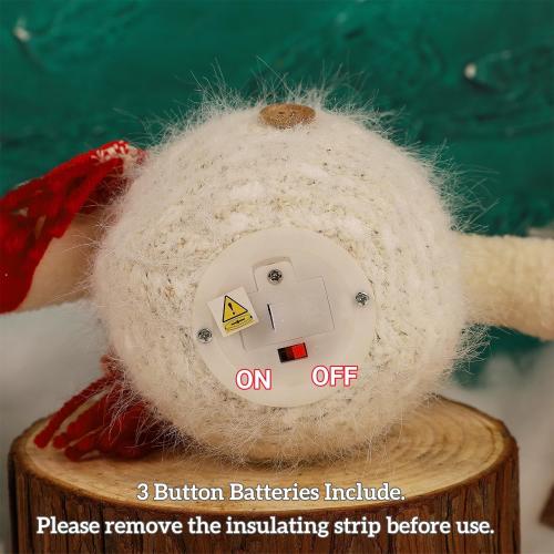 Juegoal 2 Pack Christmas Table Decorations, 10 Inch Lighted Snowmen Figurines, Light Up Snowman Holiday Present, Battery Operated Xmas Gifts Tabletop Ornaments Dinner Party Supplies, Red Brim