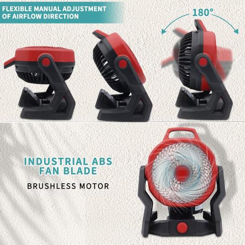 Battery Powered Fan for Milwaukee M18 18V Battery Variable Speed Battery Operated Fan Furnish AC Adapter, Highest 650 CFM Cordless Fan Low Noise for Jobsite Camping Fan (No Battery)