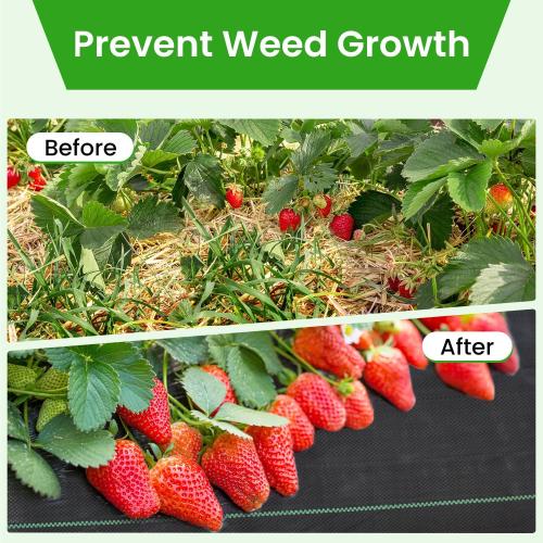 Weed Barrier Fabric, 4x300ft Landscape Fabric, 3.2oz Heavy Duty Durable Woven Geotextile Fabric, High Permeability Ground Cover Mat, Driveway Fabric, Garden Weed Control Cloth with 20 U-Securing Pegs