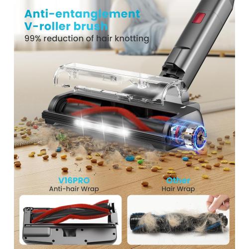 Cordless Vacuum Cleaner, 550W/45Kpa Vacuum Cleaners for Home with Self-Standing, MAX 60Mins Vacuum with LED Display, Anti-Tangled Vacuum Cleaner, Stick Vacuum for Carpet/Pet Hair