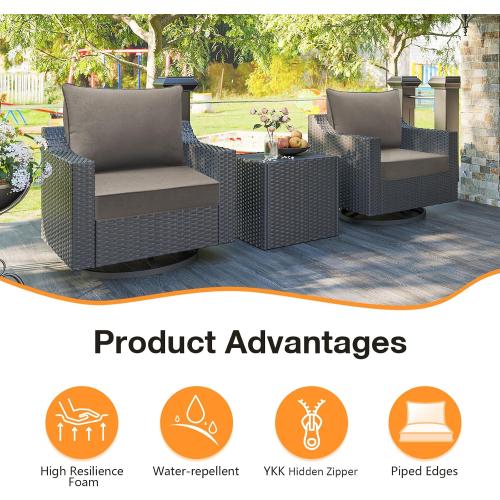 Unimatta Sunbrella Outdoor Patio Chair Cushions Set, 24 x 24, Set of 2, Water-Repellent, Fade Resistant, Deep Seat Cushion for Backyard, Couch, Sofa and Patio Furniture, Cast Shale