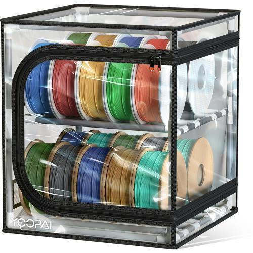 YOOPAI 3D Printer Filament Storage Box – 2 Tier Filament Storage Rack with Transparent Cover, Holds Up to 24 Rolls 1KG – 3D Filament Storage Organizer for Home, Workshop & Studio