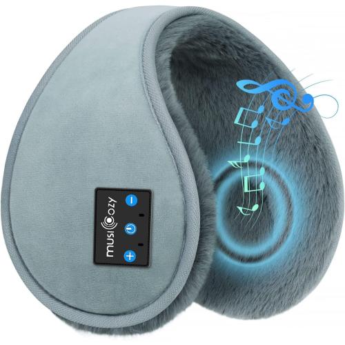 MUSICOZY Bluetooth Headphones Earmuffs Ear Warmers Wireless Headphones Earmuffs, Built-in HD Speakers and Microphone with Carry Bag for Biking Running Cool Tech Gadgets Gifts for Winter(Grey)
