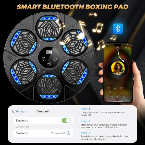 LOLBOX 2026 Music Boxing Machine for Adults and Kids, Smart Bluetooth Boxing Training Equipment with Gloves Wall Mounted, Workout Punching Machine for Home,Office and Gym
