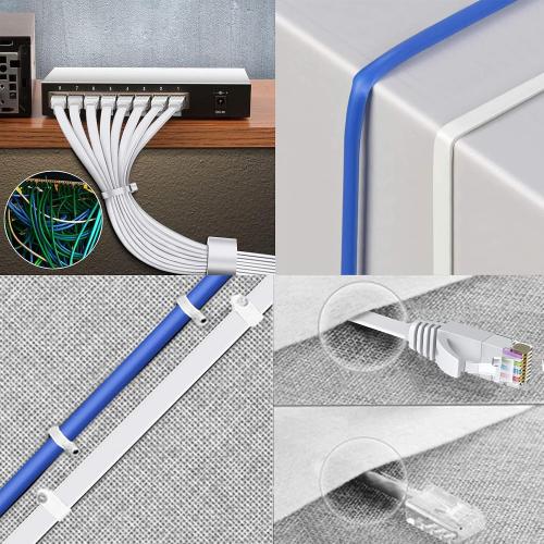 BUSOHE Cat6 Ethernet Cable 20 FT White, Cat-6 Flat RJ45 Computer Internet LAN Network Ethernet Patch Cable Cord - 20 Feet