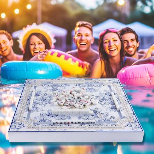 19x19 Inches Mahjong Floating Game Table for Pool Adults Pool Games Tray for Mahjong Card Games Dominoes Poker Floater Tables for Indoor Outdoor Swimming Pool Hot Tub Lake(Blue)