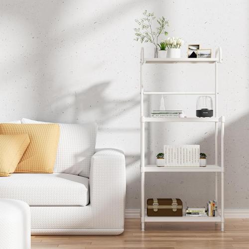 4-Tier Microwave Oven Stand, Kitchen Storage Rack with Mesh Wire Metal Shelves, Free Standing Shelving Utility Unit,Bakers Rack for Kitchen with Storage,Microwave Cart Storage Rack (White)