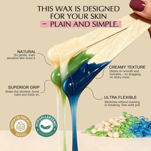 GIRLEARLE Premium Digital Waxing Kit for Women and Men, Wax Warmer Hair Removal at Home with Wax Beads & Silicone Pot, Target Different Types of Sensitive Skin Brazilian Bikini, Facial, Leg, Full body