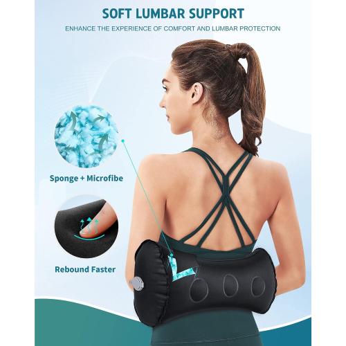 Inflatable Lumbar Pillow for Airplane Travel Lumbar Support Pillow for Car, Office Chair Back Support Office Chair Back Support for Reducing Lower Back Pain (Black)