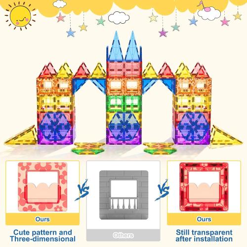 60 PCS Magnetic Building Tiles Kids Toys STEM Magnetic Blocks Sensory Toys Kids Games Magnet Building Toy for Boys and Girls Aged 3 , Kid Brain Development Preschool Kindergarten Toddler Toy