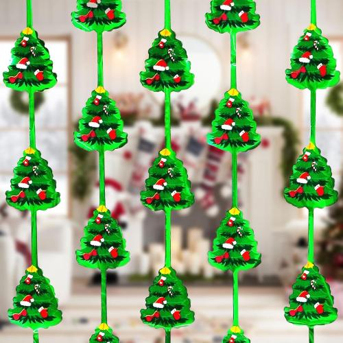 Christmas Party Backdrop Decorations 2 Pack 3.3x6.6ft Red Silver Green Photobooth Props Christmas Tree Pattern Metallic Tinsel Streamer Foil Fringe Curtains for Wall Door Ugly Sweater New Year