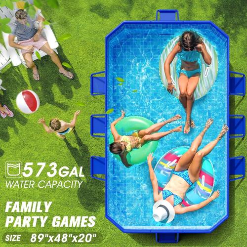 Blue 89x48x20 StarOcean Foldable Pool, Large Non-Inflatable Swimming Pool for Kids,Adult Collapsible Pools Hard Plastic Shell, Oversized Thickened,Portable Folding Kids Pools for Backyard-Mosaic Design