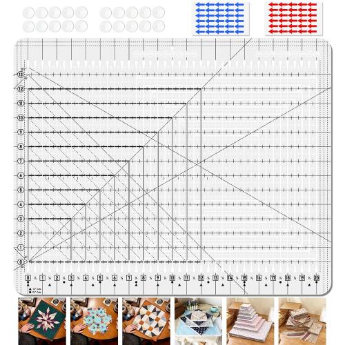 Quilting Ruler- 17-3/4in x 22in, Extra Large Slotted Quilting Ruler | Non-Slip Design, High-Transparency Acrylic Cutting Ruler, Perform Precise Measurement and Effortless Cutting of Fabric Strip