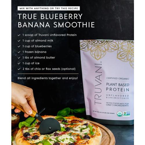 Truvani Vegan Pea Protein Powder | Unflavored | 20g Organic Plant Based Protein | 1 Serving | Keto | Gluten & Dairy Free | Low Carb | No Added Sugar