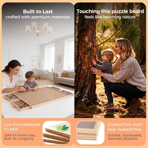 ALL4JIG 1500 Pieces Rotating Puzzle Board with 4 Drawers and Cover,25x34 Portable Wooden Jigsaw Puzzle Table for Adults,Lazy Susan Spinning Puzzle Boards Birthday Gift for mom