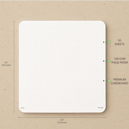 CLEVER SIGNS Mouse Pad Notepad for Professionals – 8.3 x 8.3 (210mm x 210mm),  – Premium Dotted Memo Desk Pad with Cardboard Back Support – Perfect for Note-taking, Planning, Sketching & Journaling