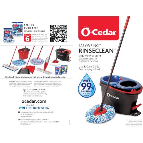 Missing the mop stick. O-Cedar RinseClean Spin Mop & Bucket System   2 Extra Mop Heads| Clean with Clean Water | Removes 99% of Bacteria
