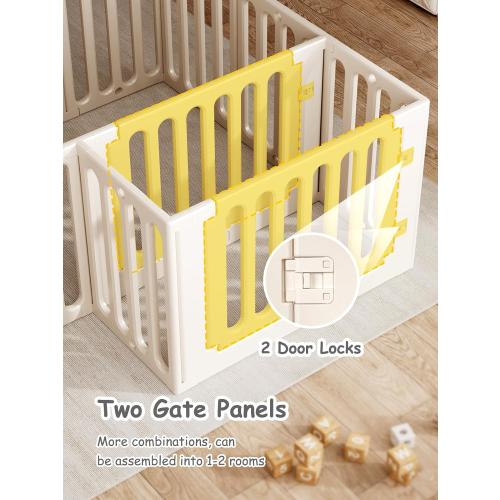 VBABY Baby Playpen, Plastic Play Pen for Babies and Toddlers 1-3, 12 Panels Large Kids Playyard, Indoor & Outdoor Baby Fence, 66 x 51, White