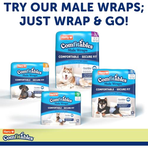 Hartz Comfitables Disposable Dog Diapers, Size Small (not medium) 12 Count, Comfortable & Secure Fit, Easy to Put On, Super Absorbent Male and Female Diaper