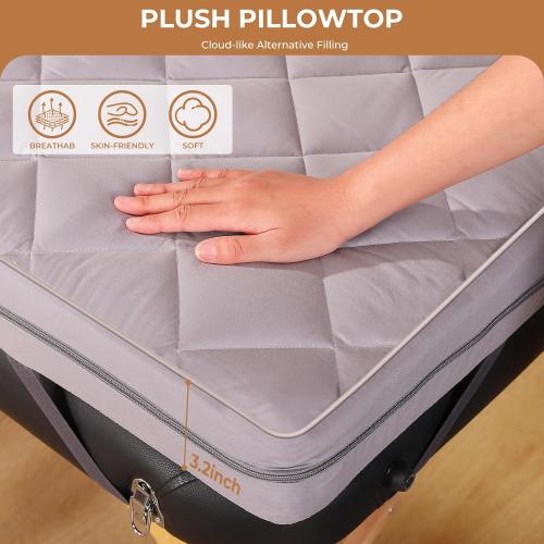 Size 3.2 Inch Color Grey Lash Bed Topper Set,Gel Memory Foam Massage Bed Topper, Waterproof Fluffy Pillow Top Cover for Spa Esthetician Wax,Includes Grey Massage Table Toppe & Face Rest Cover