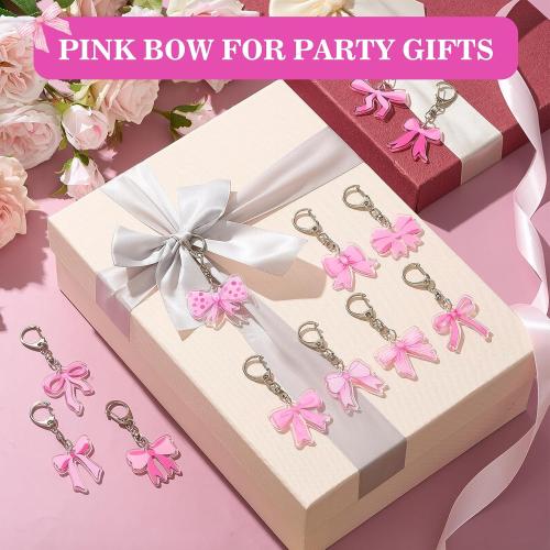 Equsion 24 Pcs Pink Bow Party Favors Keychain Acrylic Coquette Birthday Keychain Bulk 12 Style Cute Bachelorette Baby Shower Birthday Party Decorations Supplies Gifts