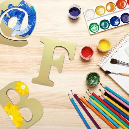 6 Inch 3D Golden Wooden Letters, Unfinished Wood Alphabet for Letter Board - Wall Decor - DIY - Painted - Educational - Home Wall Decoration (Letter T)