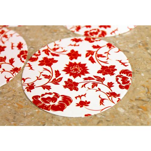 eSplanade Disposable Printed Paper Coasters - Use and Throw Reversible Round Paper Coasters - Set of 100 - Red Floral